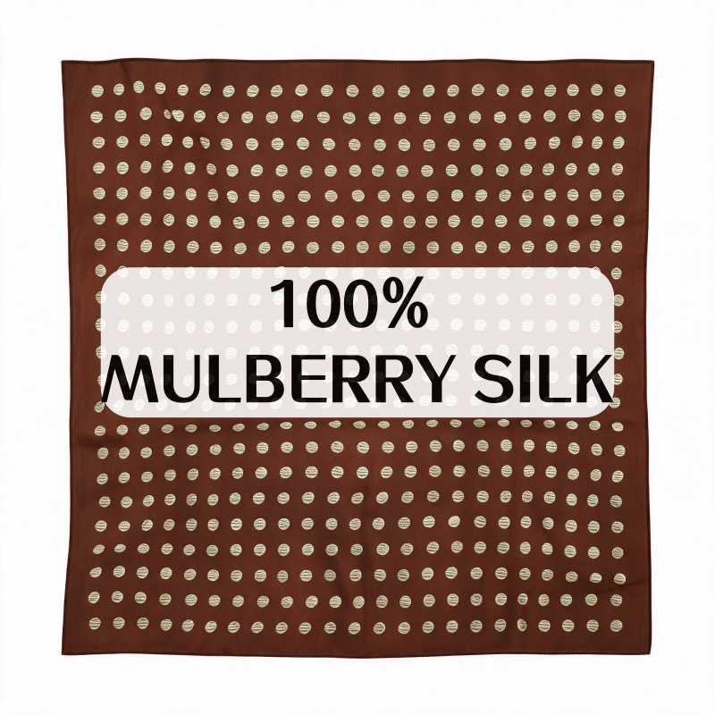 Women'S Retro Bags - 100% Mulberry Silk Brown Polka Dot