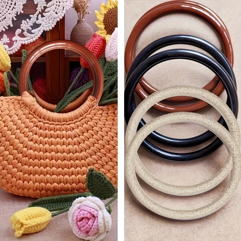 Circle Round Bag - Round Solid Bag Handle Rings Plastic
