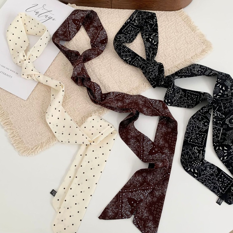 Women'S Retro Bags - Long Polka Dot Skinny Scarf for